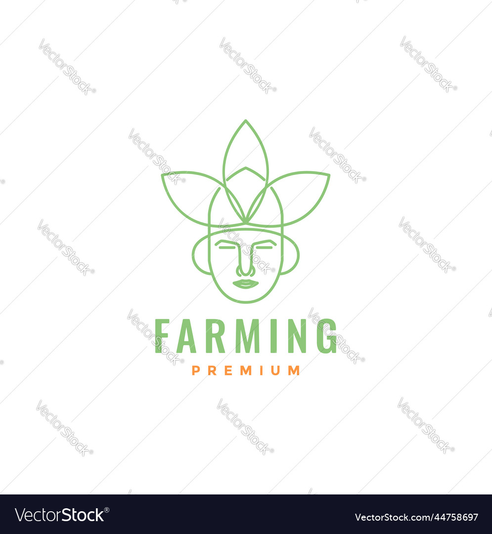 Mann mit Kopf Blätter Farmer minimalistische Logo Design