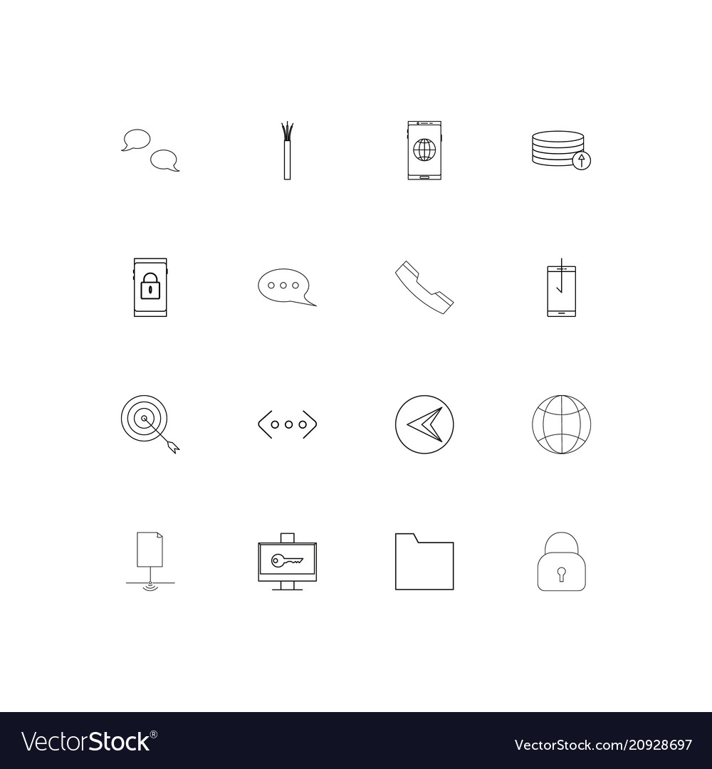 Network and database linear thin icons set