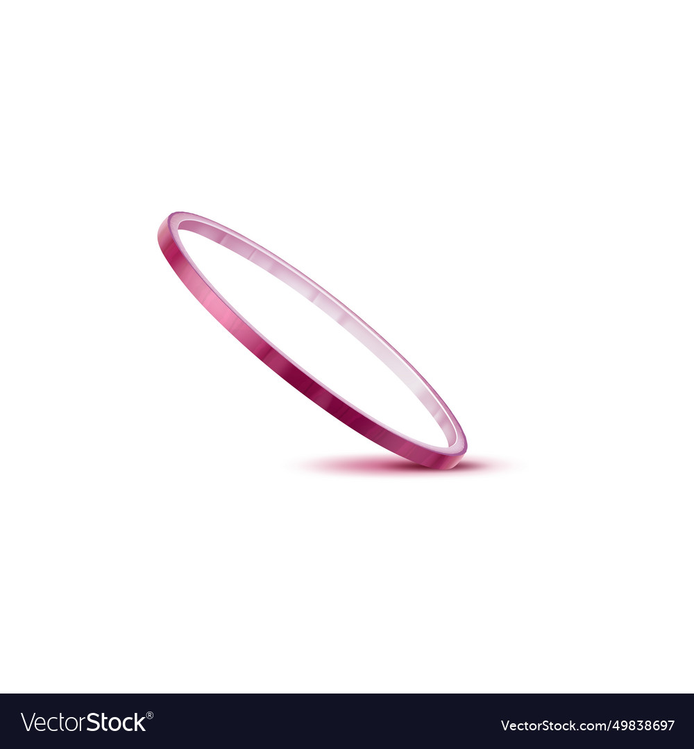 Realistic red onion ring isolated circular slice