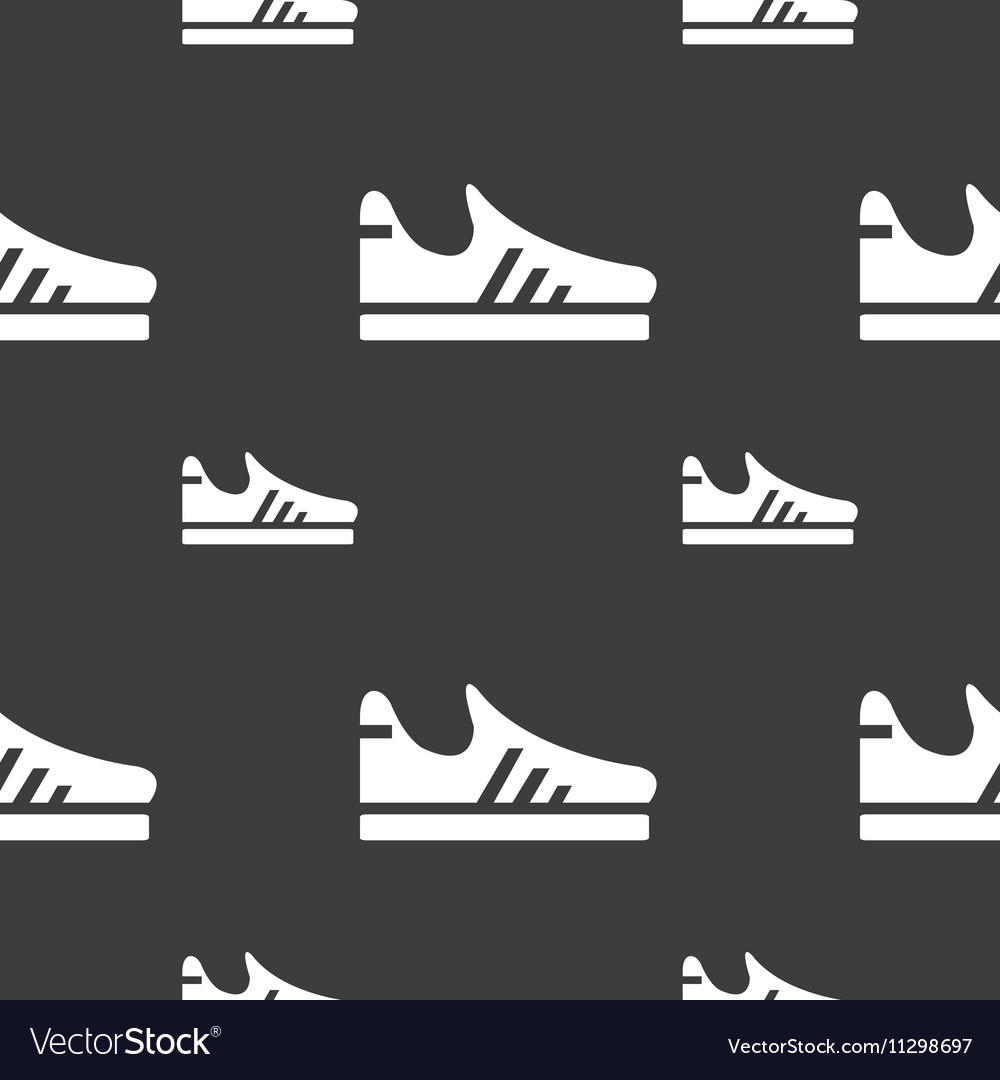 Running shoe icon sign seamless pattern on a gray