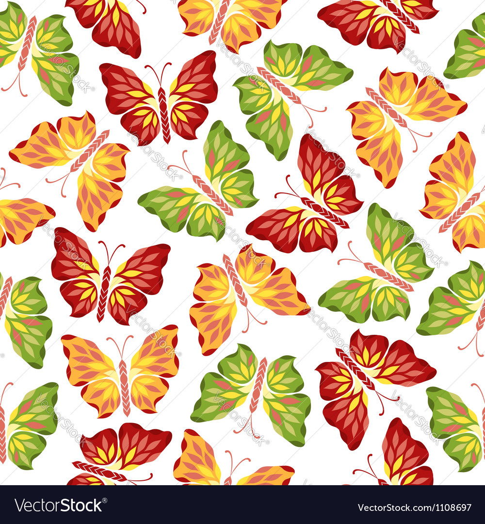 Seamless pattern with decorative butterflies