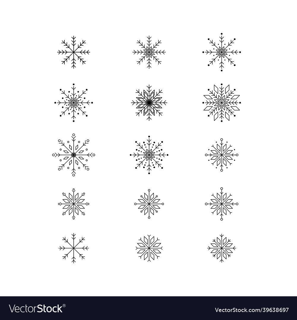 Set of abstract snowflakes design elements Vector Image Set of abstract snowflakes design elements
