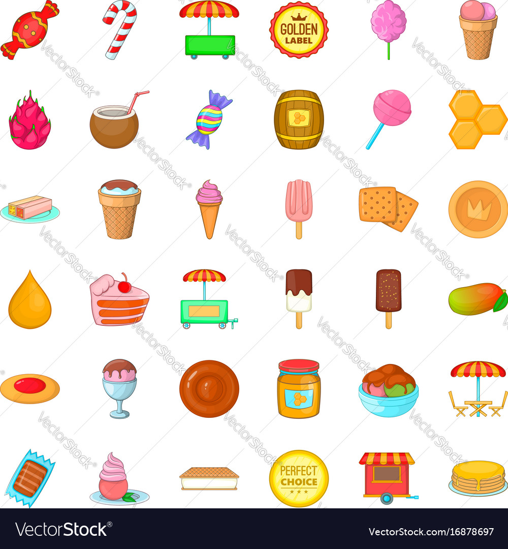 Sweet candy icons set cartoon style Royalty Free Vector