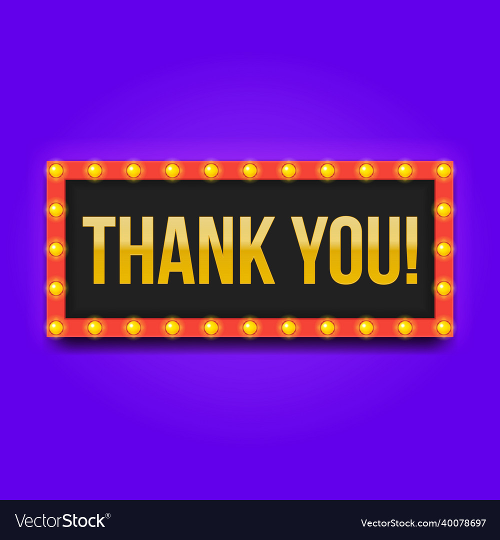 Thank you labels with light effects signboard vector image Thank you labels with light effects signboard