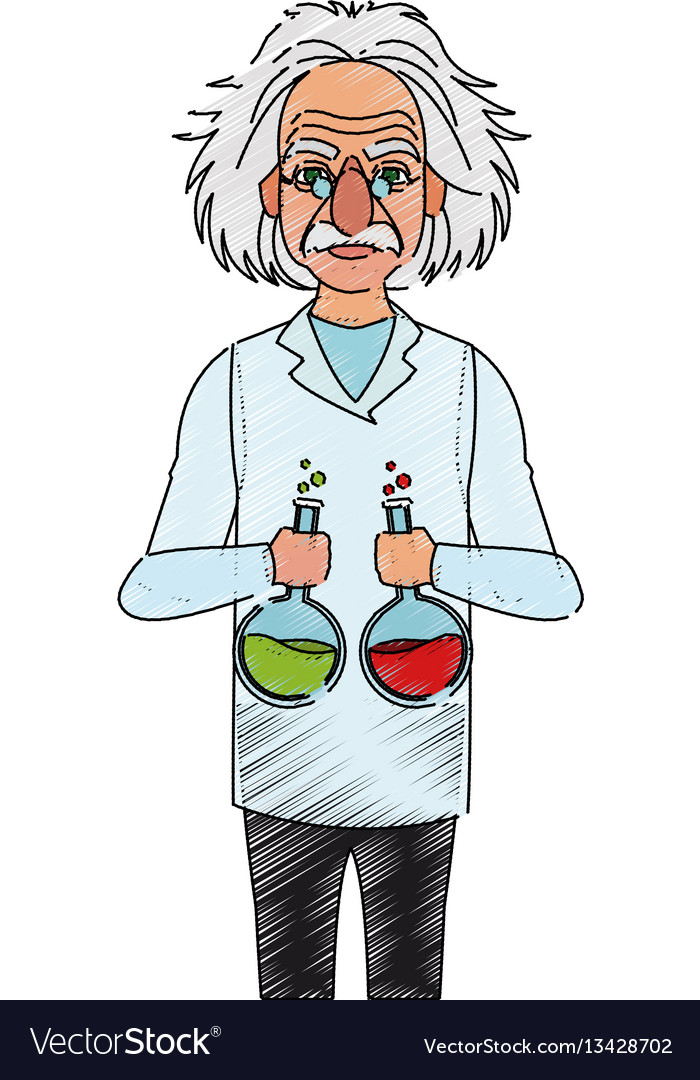 Cartoon Scientist Icon - Einstein Style