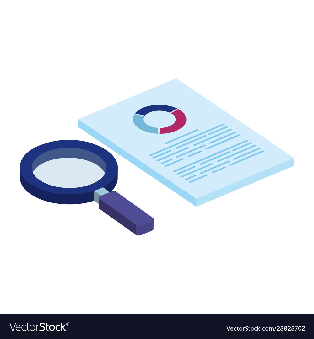 Dokument mit kreisförmiger Statistik und Vergrößerung vector image Dokument mit kreisförmiger Statistik und Vergrößerung