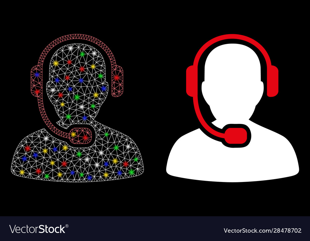 Flare mesh 2d call center operator icon with vector image Flare mesh 2d call center operator icon with