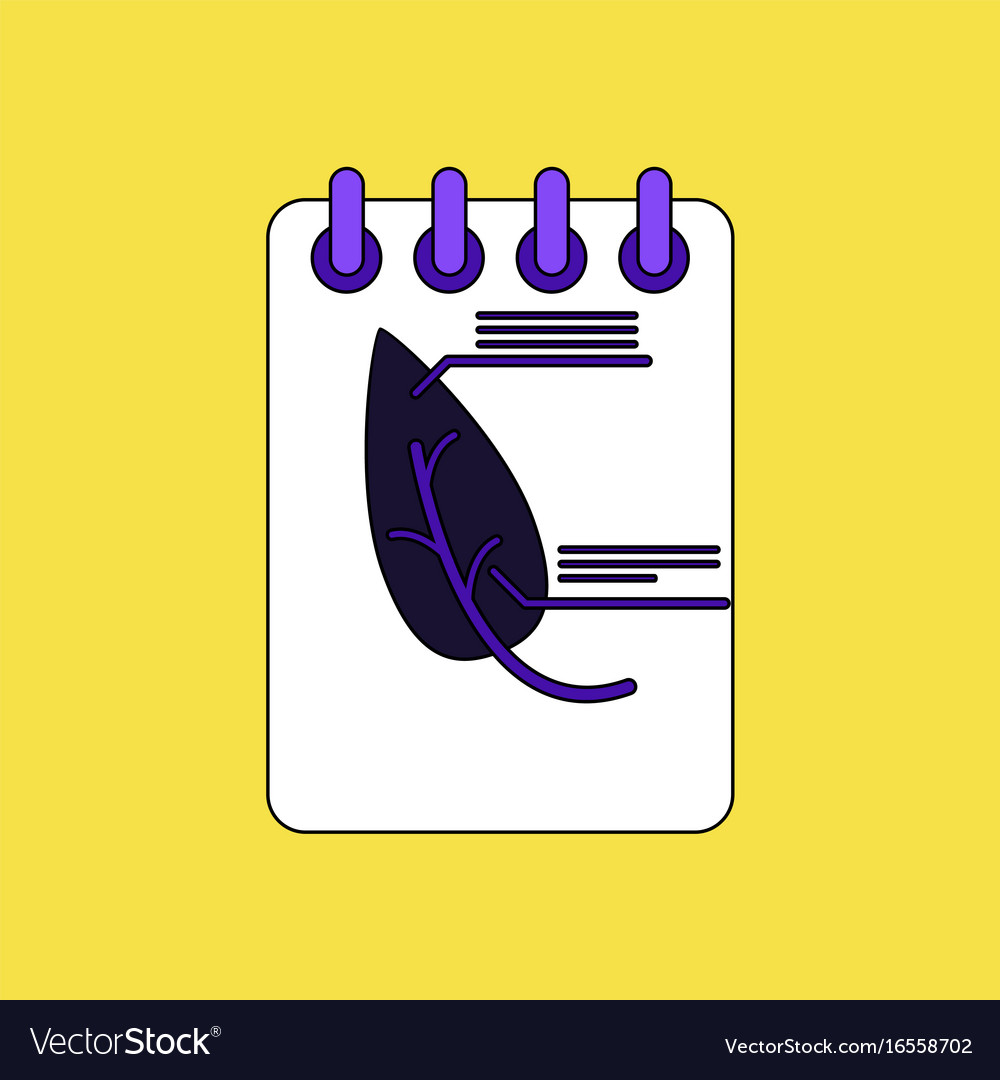 Flat icon design collection notebook and leaf