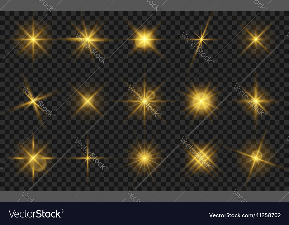 Glowing star light effect collection light effect Vector Image