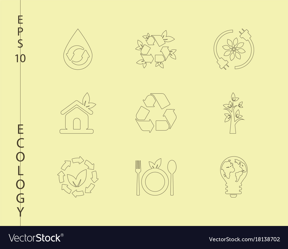 Green ecology and environment icon set in format Vector Image