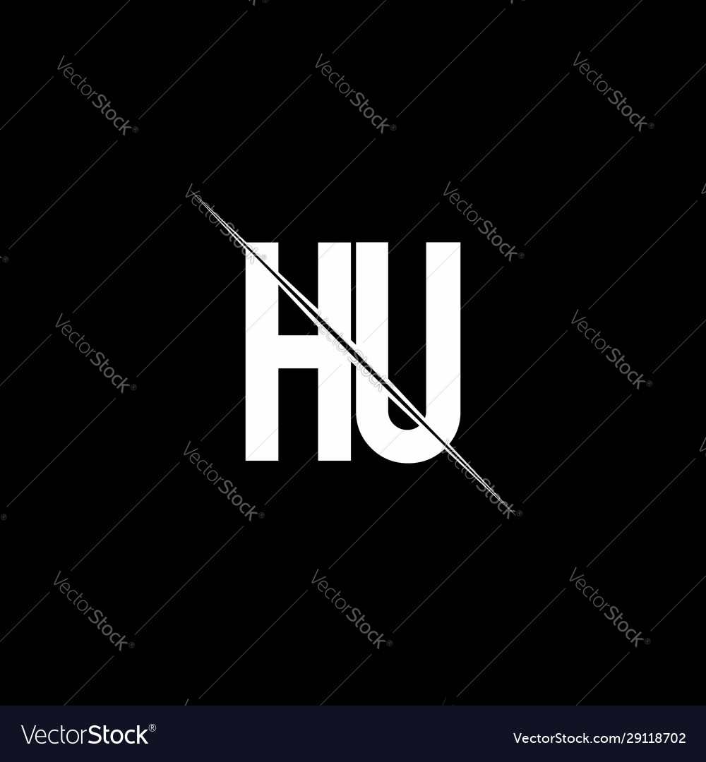 Hu logo monogram with slash style design template Vector Image