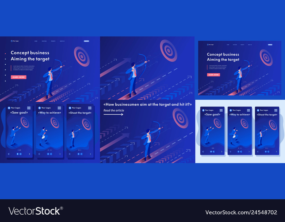Isometric businessman aiming at the target Vector Image