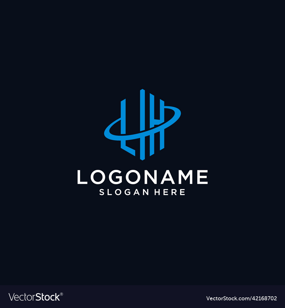 Lh initial monogram logo with hexagonal shape