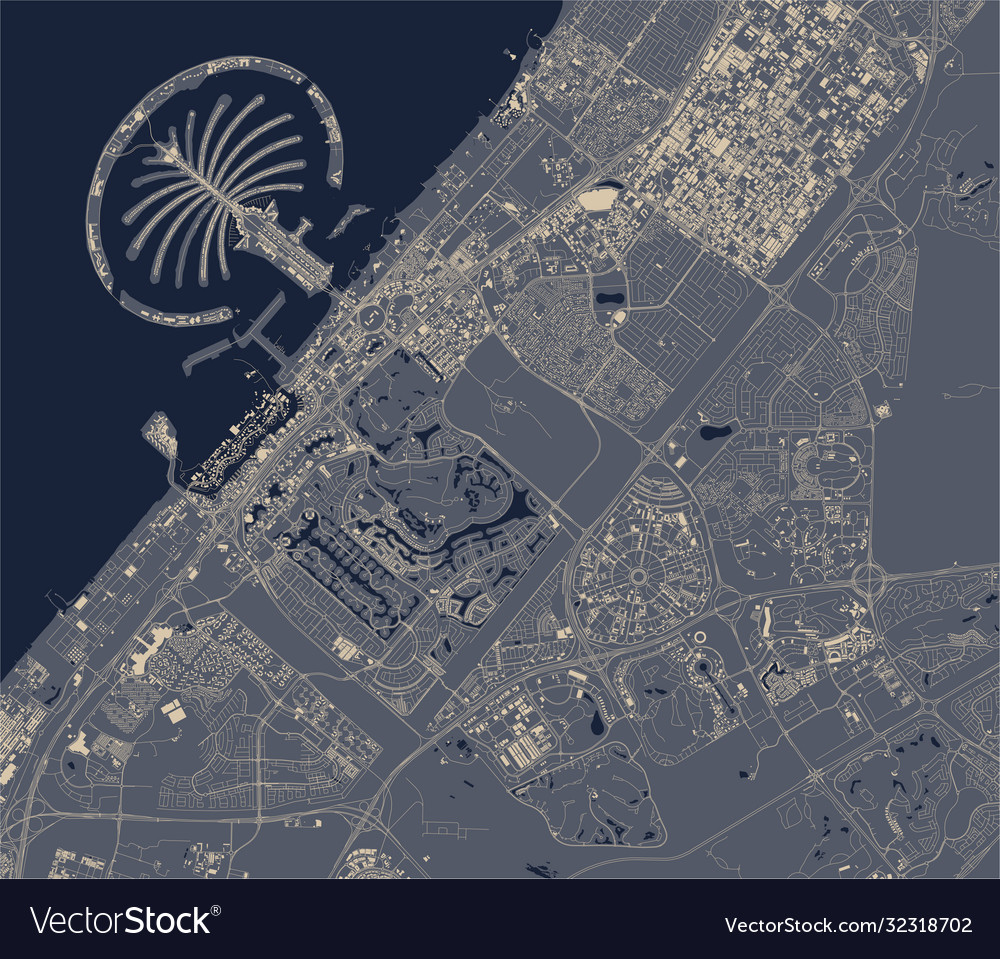 Map city dubai united arab emirates uae Royalty Free Vector