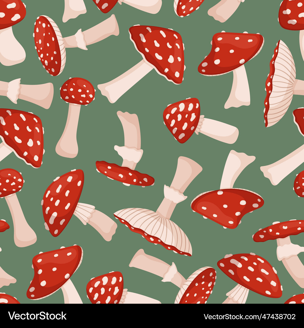 Seamless pattern with fly agaric whimsical design Vector Image