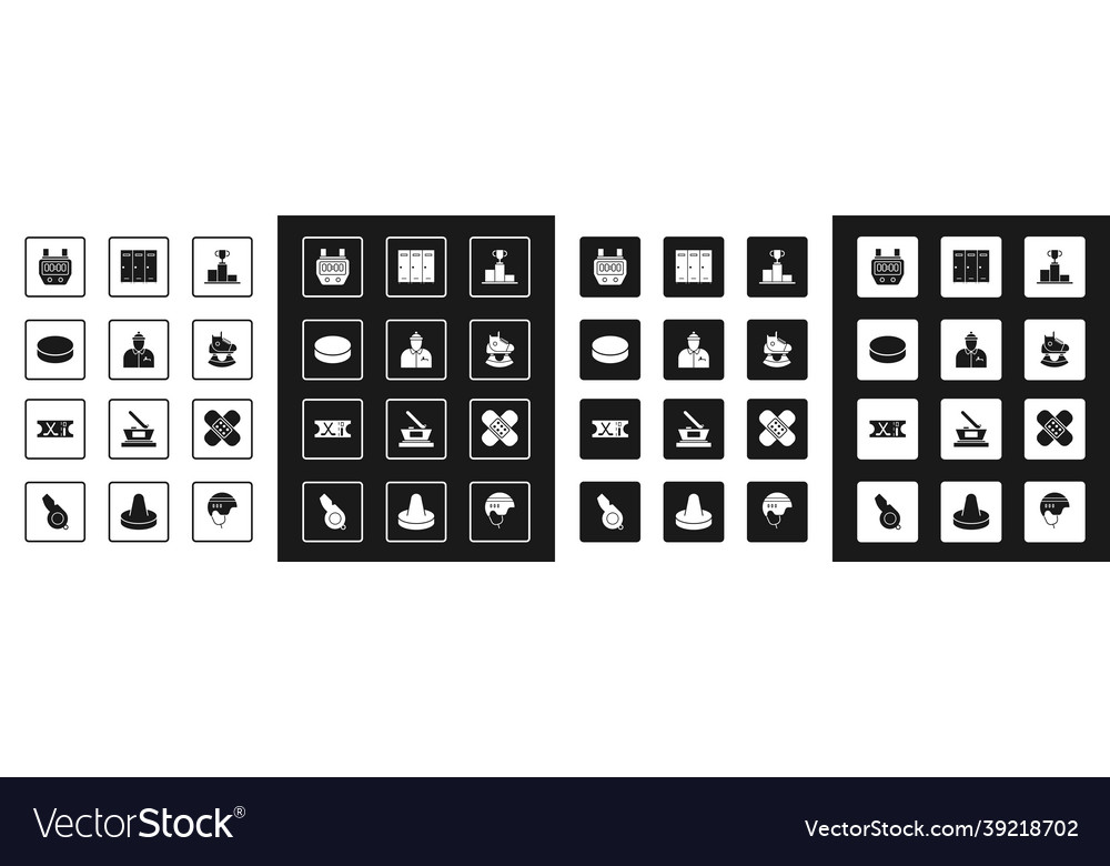 Set hockey over sports winner podium coach puck vector image Set hockey over sports winner podium coach puck