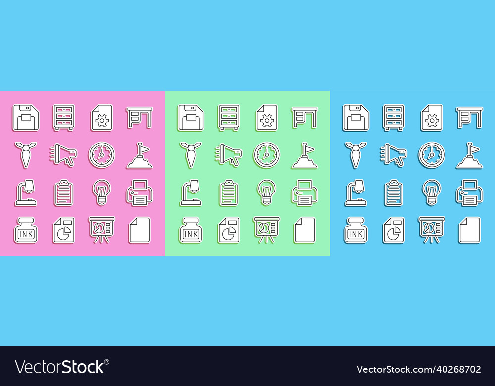 Set line file document printer mountains vector image Set line file document printer mountains