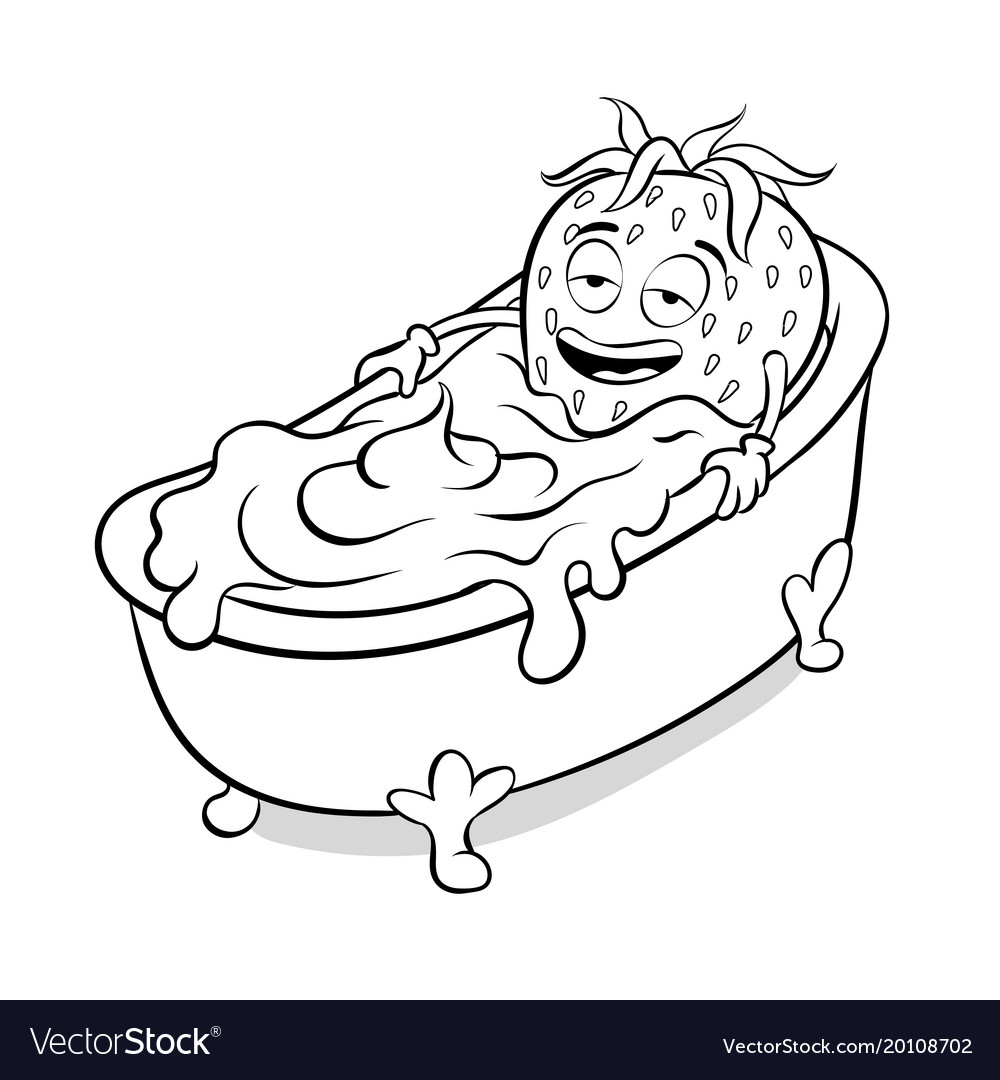 Strawberry and bath of cream coloring book Vector Image Strawberry and bath of cream coloring book Vector Image