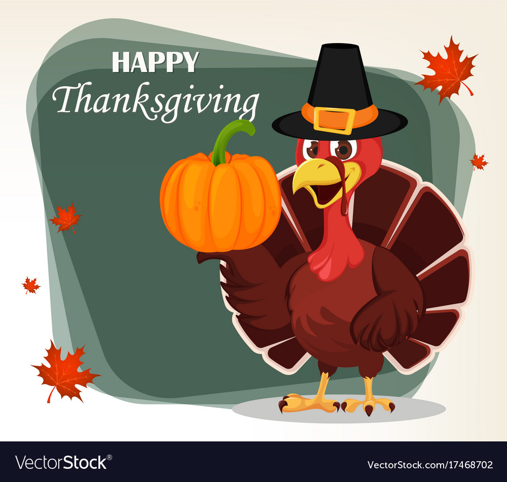 Thanksgiving greeting card with a turkey bird Vector Image