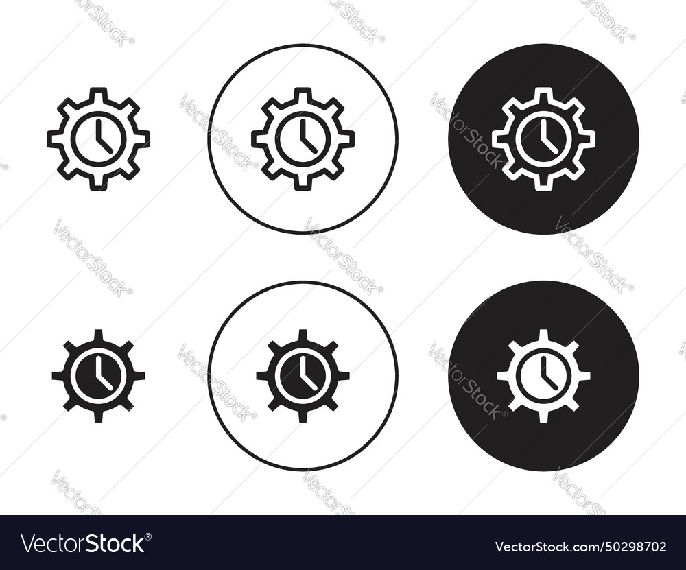 Time management icon set clock work project