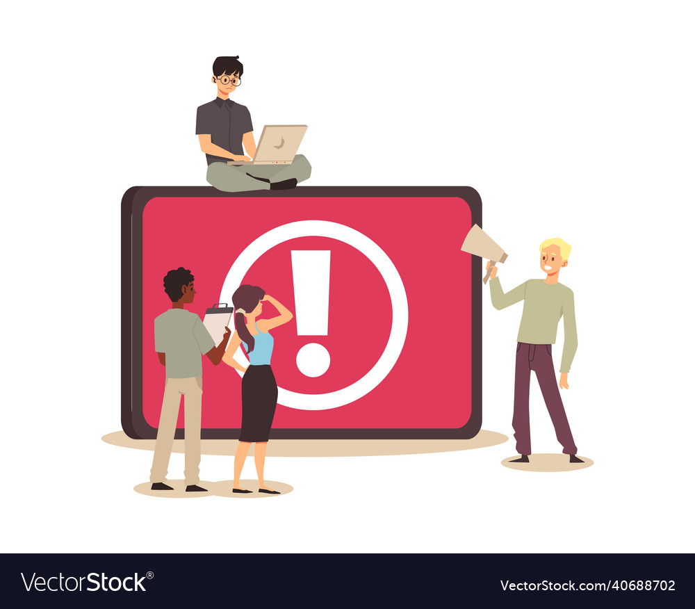 Tiny people examining operating system error