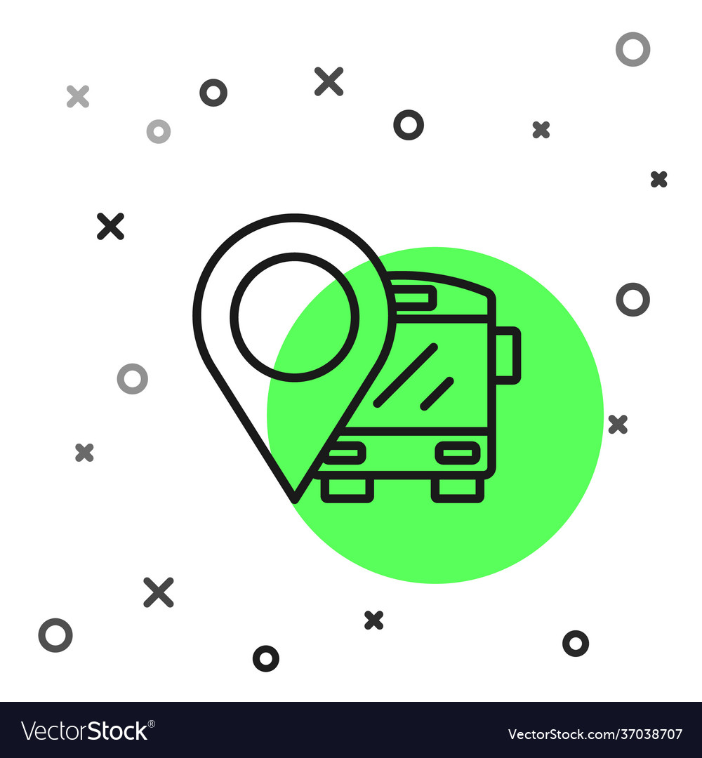 Black line location with bus icon isolated