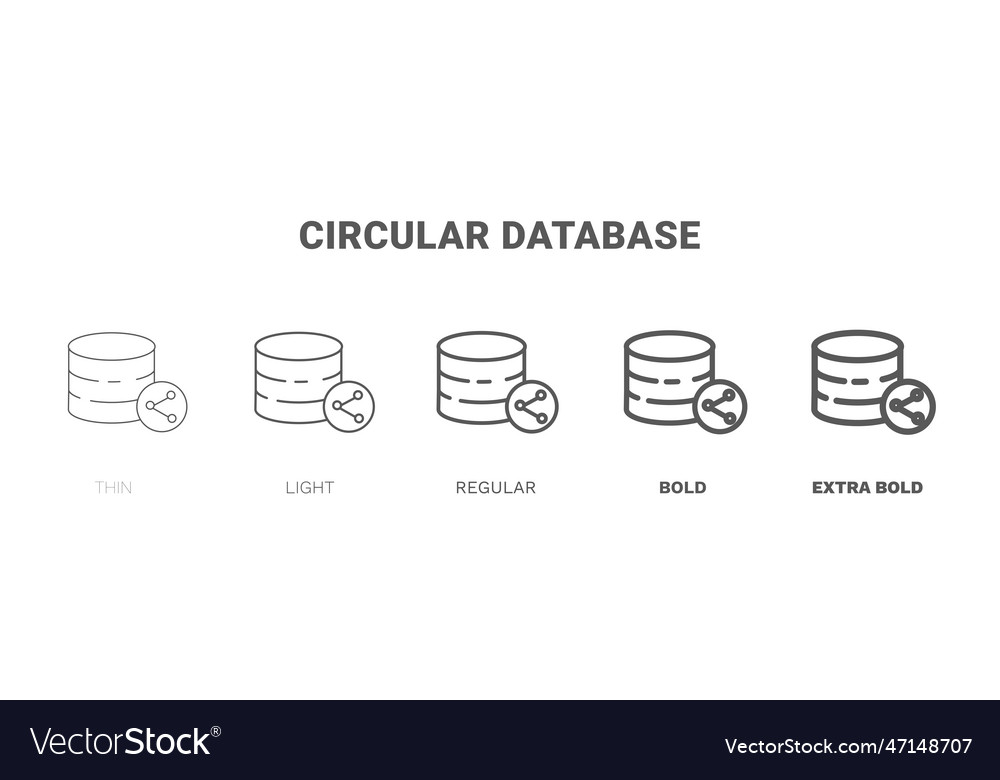 Circular database icon thin regular bold and more Vector Image Circular database icon thin regular bold and more