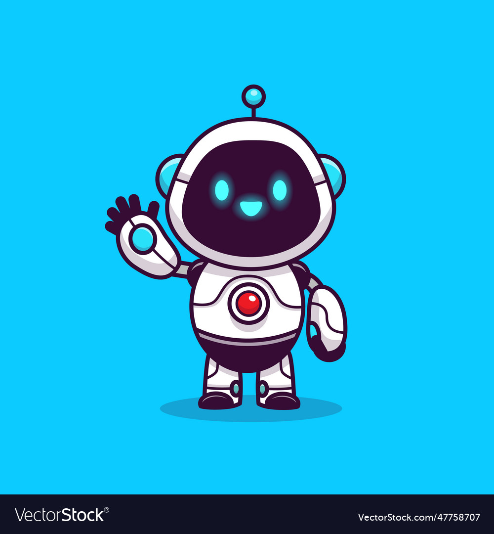 Cute robot waving hand cartoon Royalty Free Vector Image