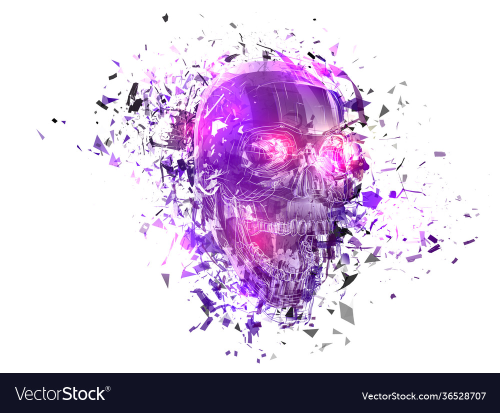 Exploded skull with splashes in all directions