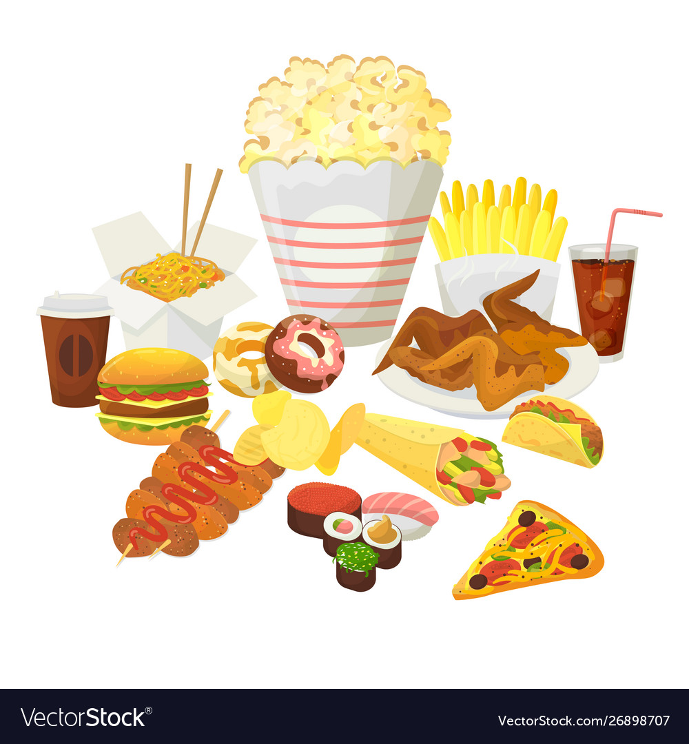 Fast food isolated on white background Royalty Free Vector