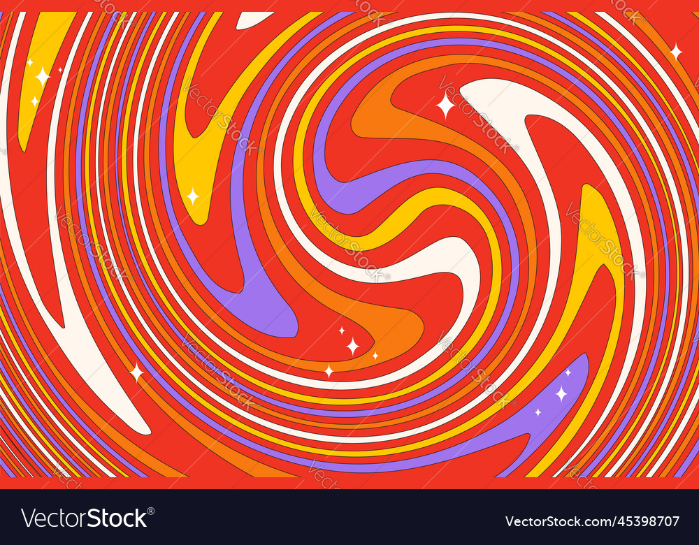Flat groovy psychedelic background with colorful
