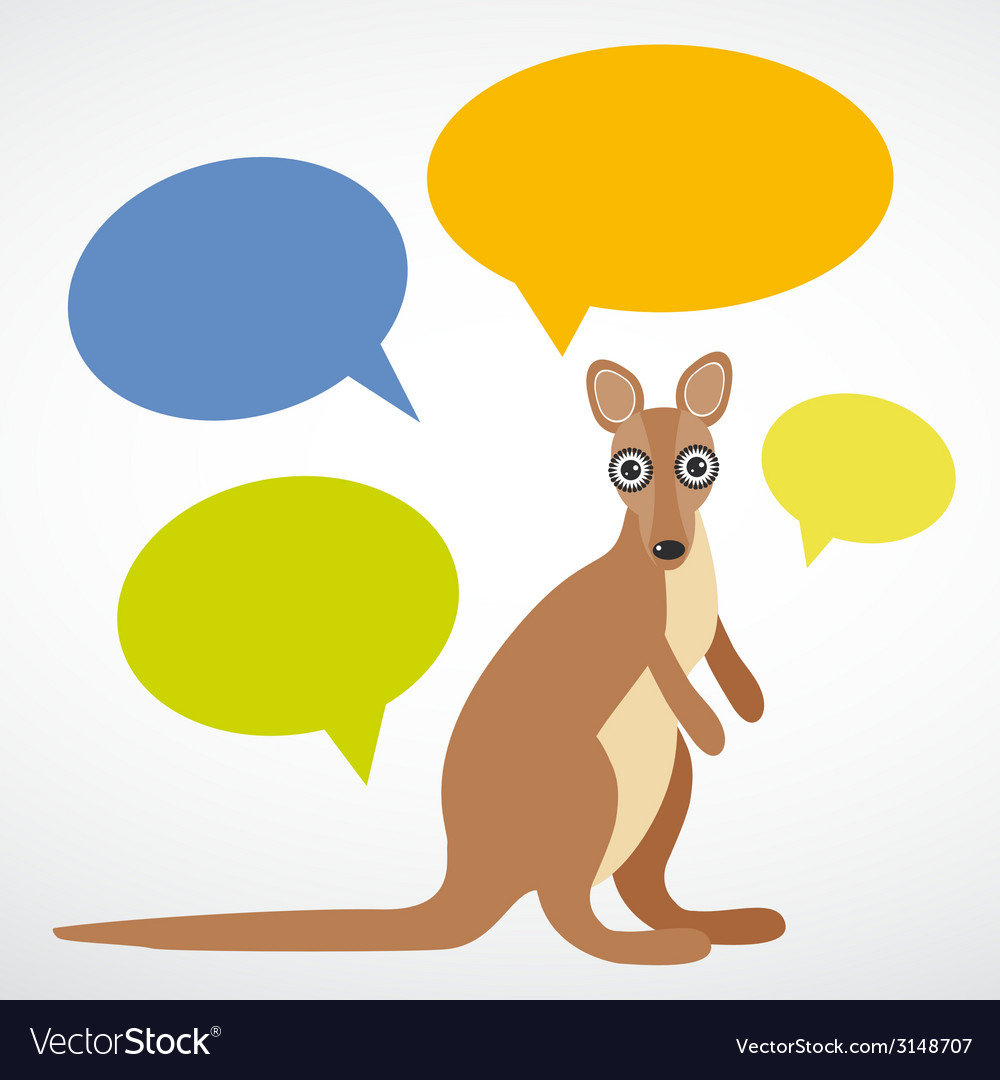 Funny kangaroo with colorful speech bubbles