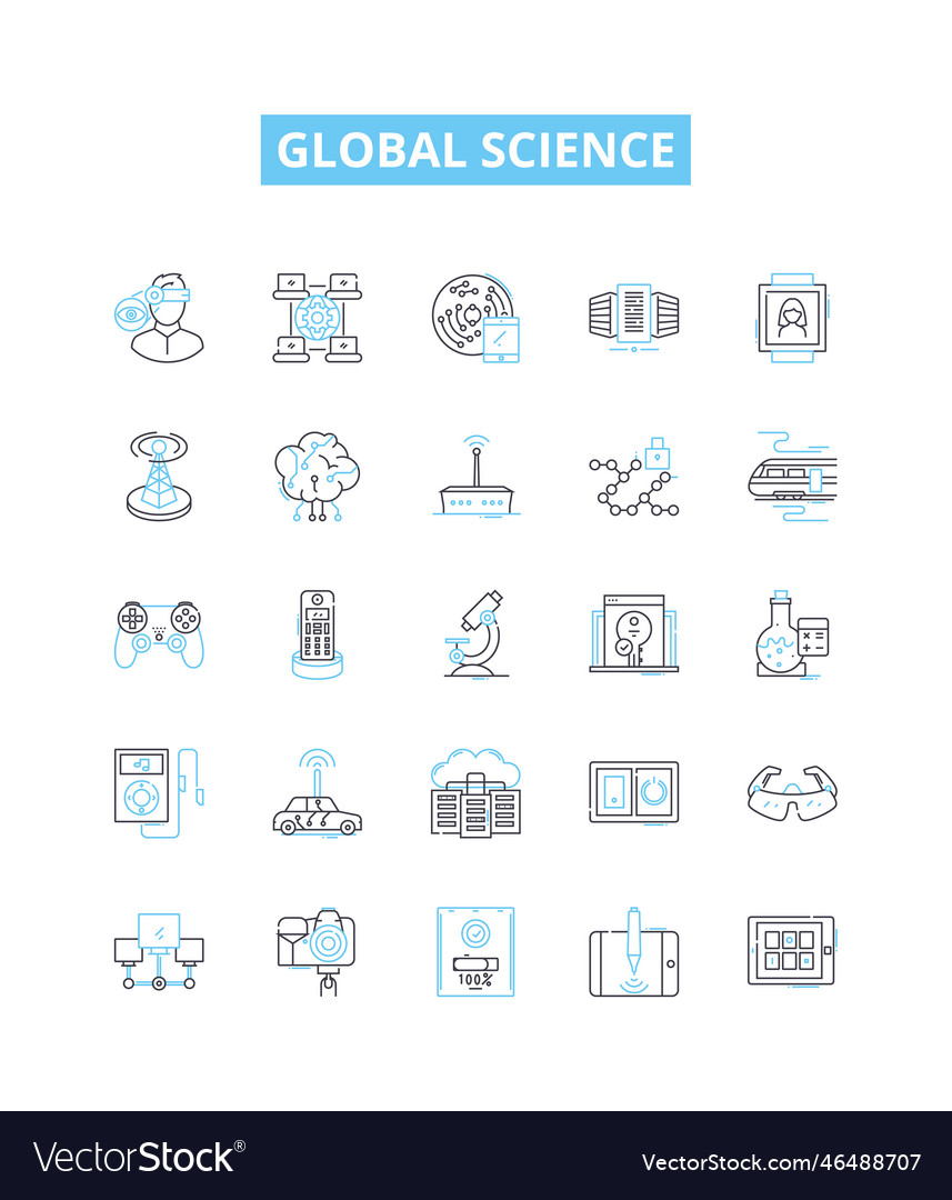 Global science line icons set vector image Global science line icons set