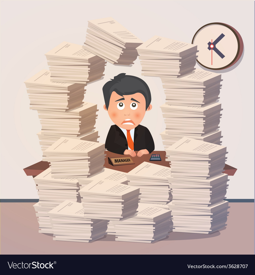 Hard working evening in office Royalty Free Vector Image