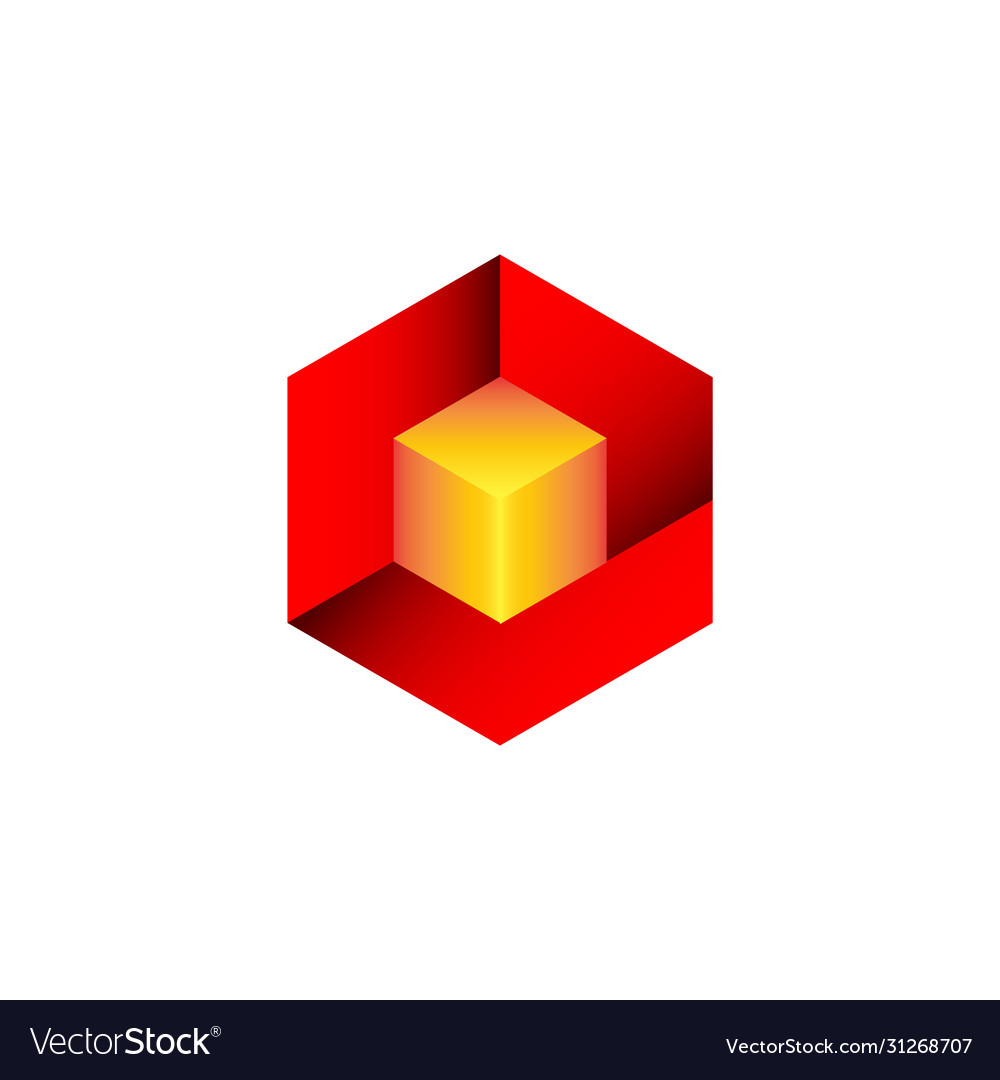 Isometric hexagon with 3d cube abstract eps10 vector image Isometric hexagon with 3d cube abstract eps10