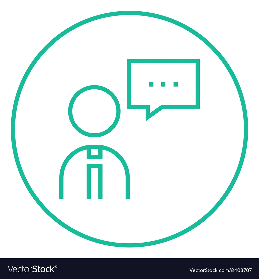 Man with speech square line icon