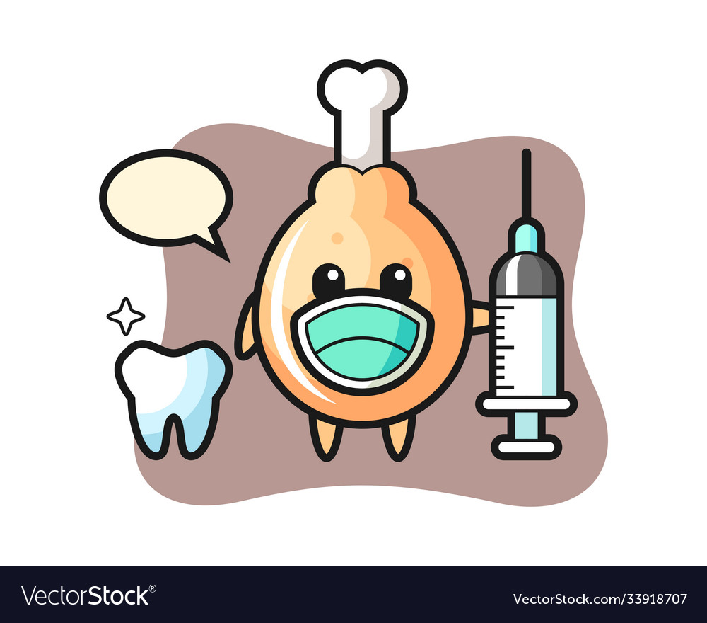 Mascot character fried chicken as a dentist