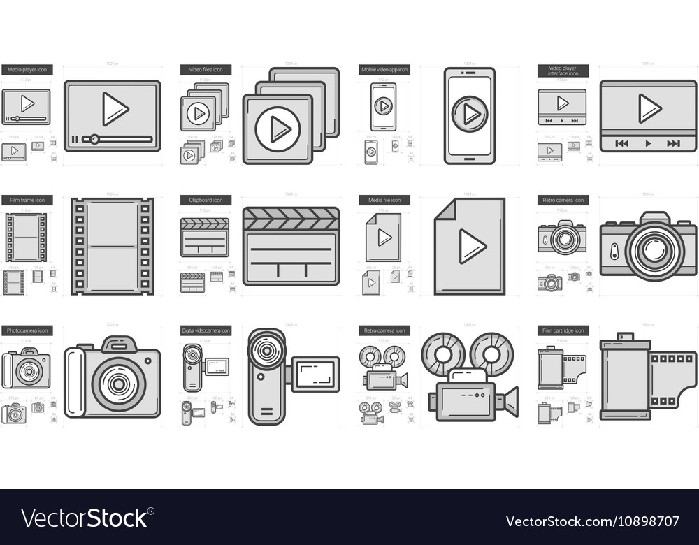 Media line icon set