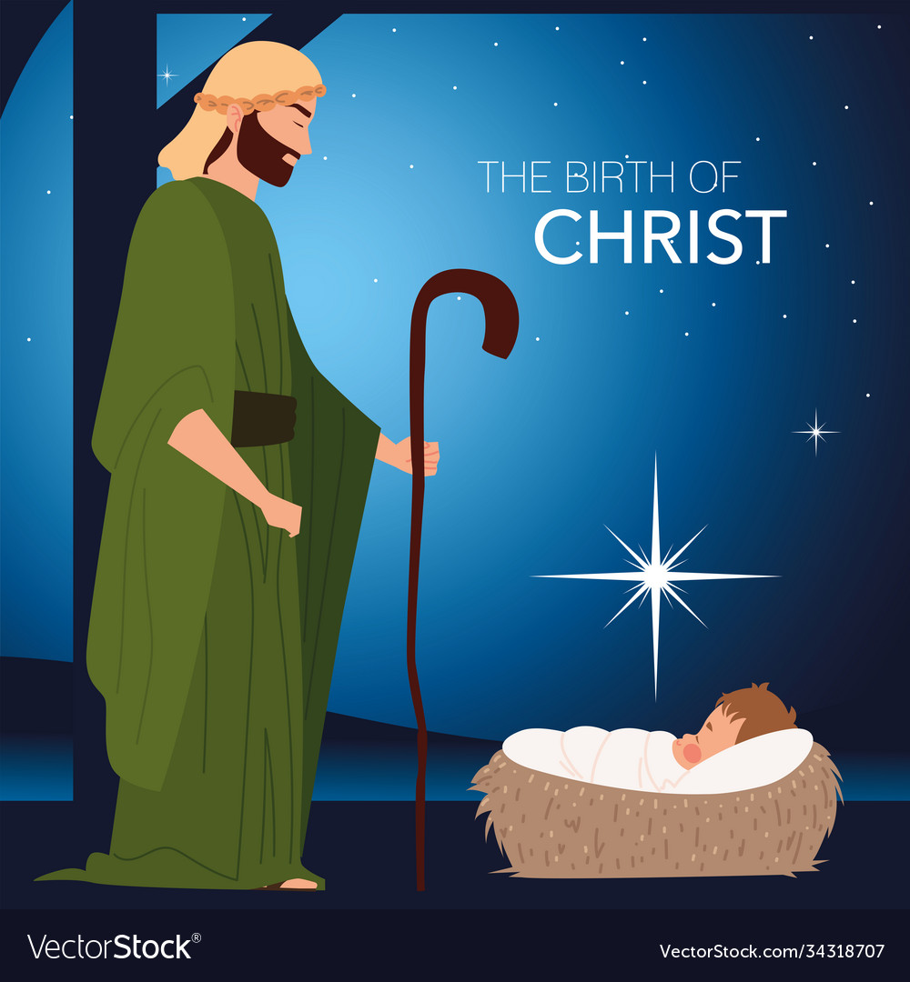 Nativity joseph and baby jesus traditional Vector Image