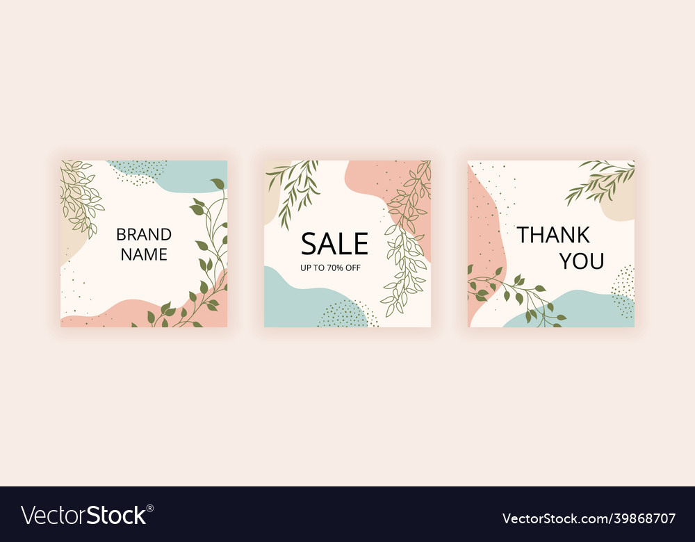 Set of editable abstract square banner template