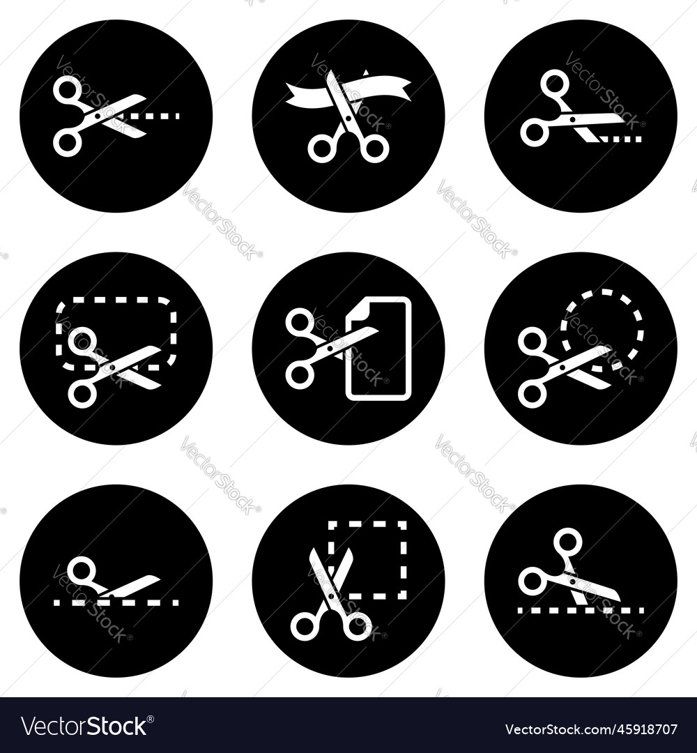 Set of simple icons on a theme scissors design