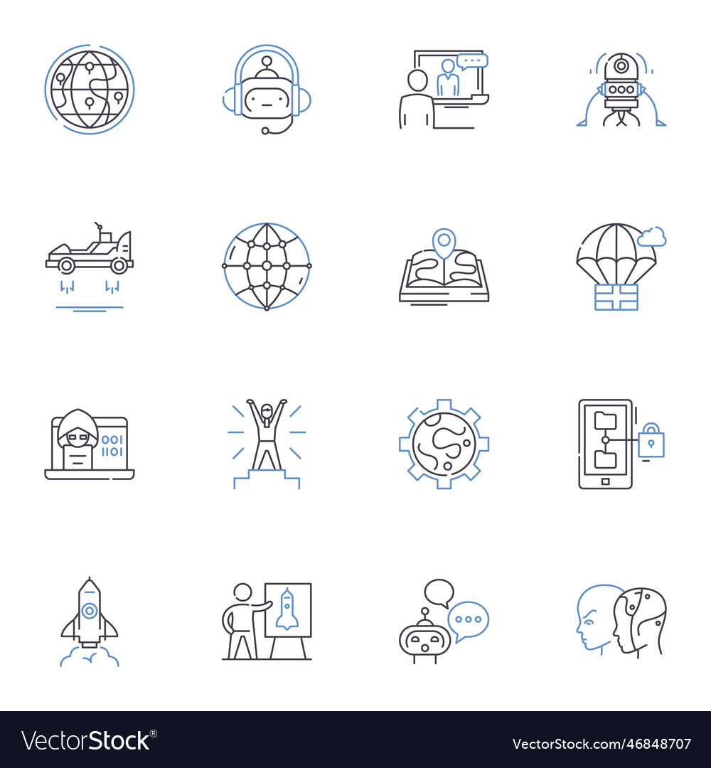 Smart technology line icons collection automation