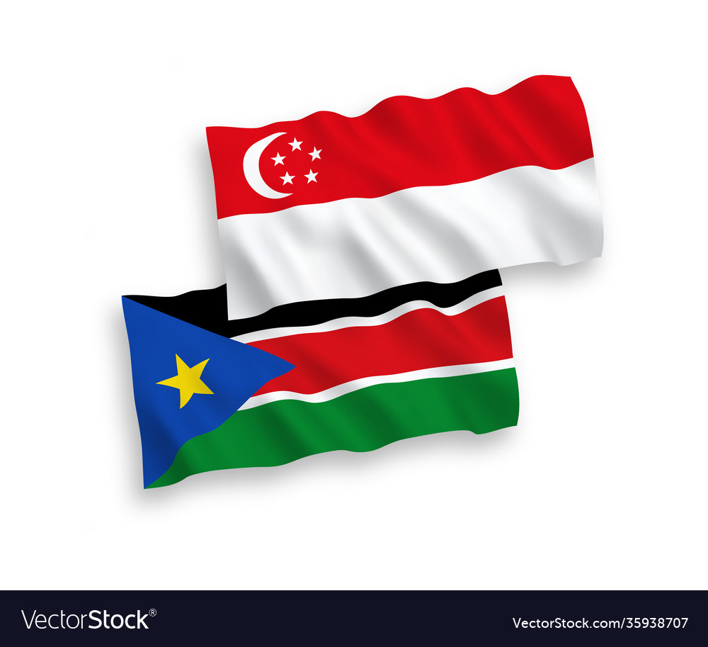 South Sudan and Singapore Flags