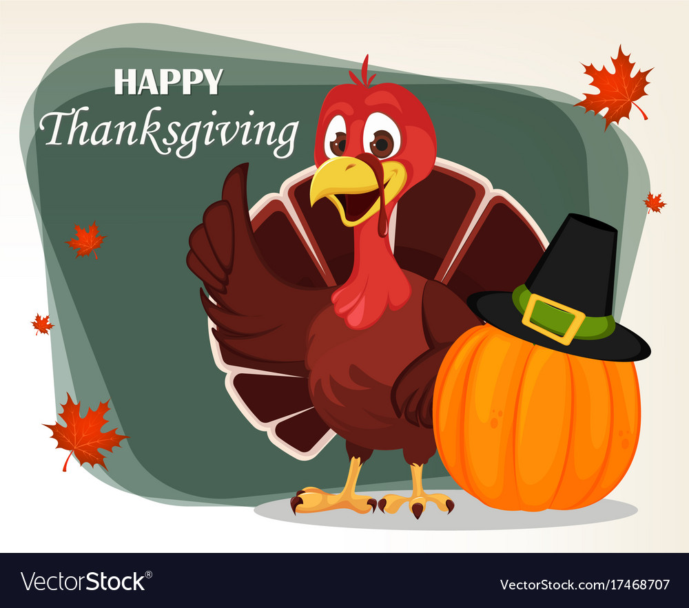 Thanksgiving greeting card with a turkey bird Vector Image