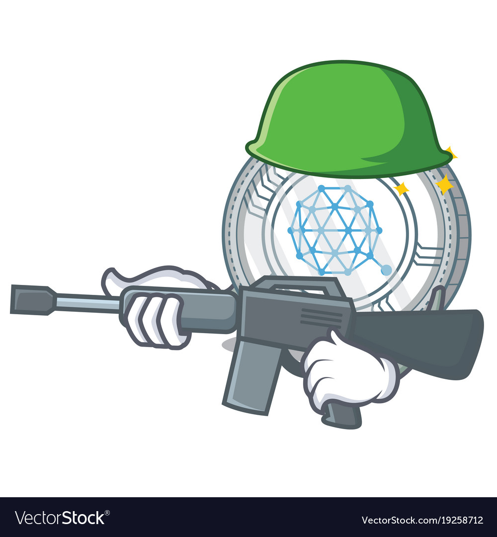 Army qtum coin character cartoon