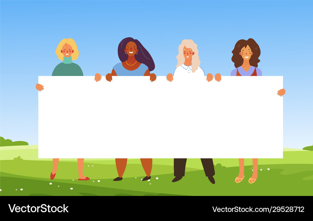 Banner With Women Different Nationalities Vector Image