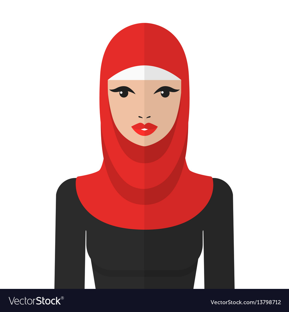 Download Beautiful muslim woman in hijab flat icon Vector Image