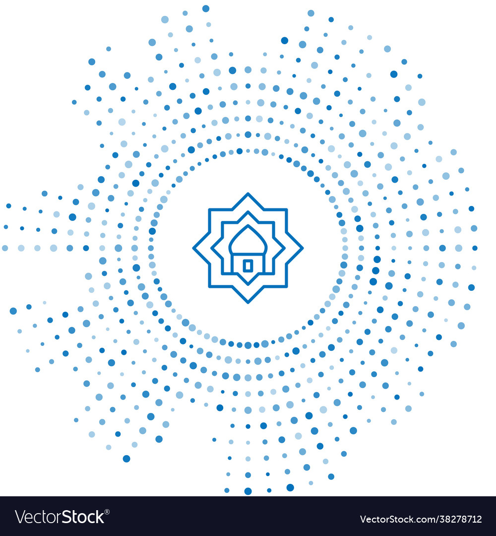 Blue line muslim mosque icon isolated on white vector image Blue line muslim mosque icon isolated on white