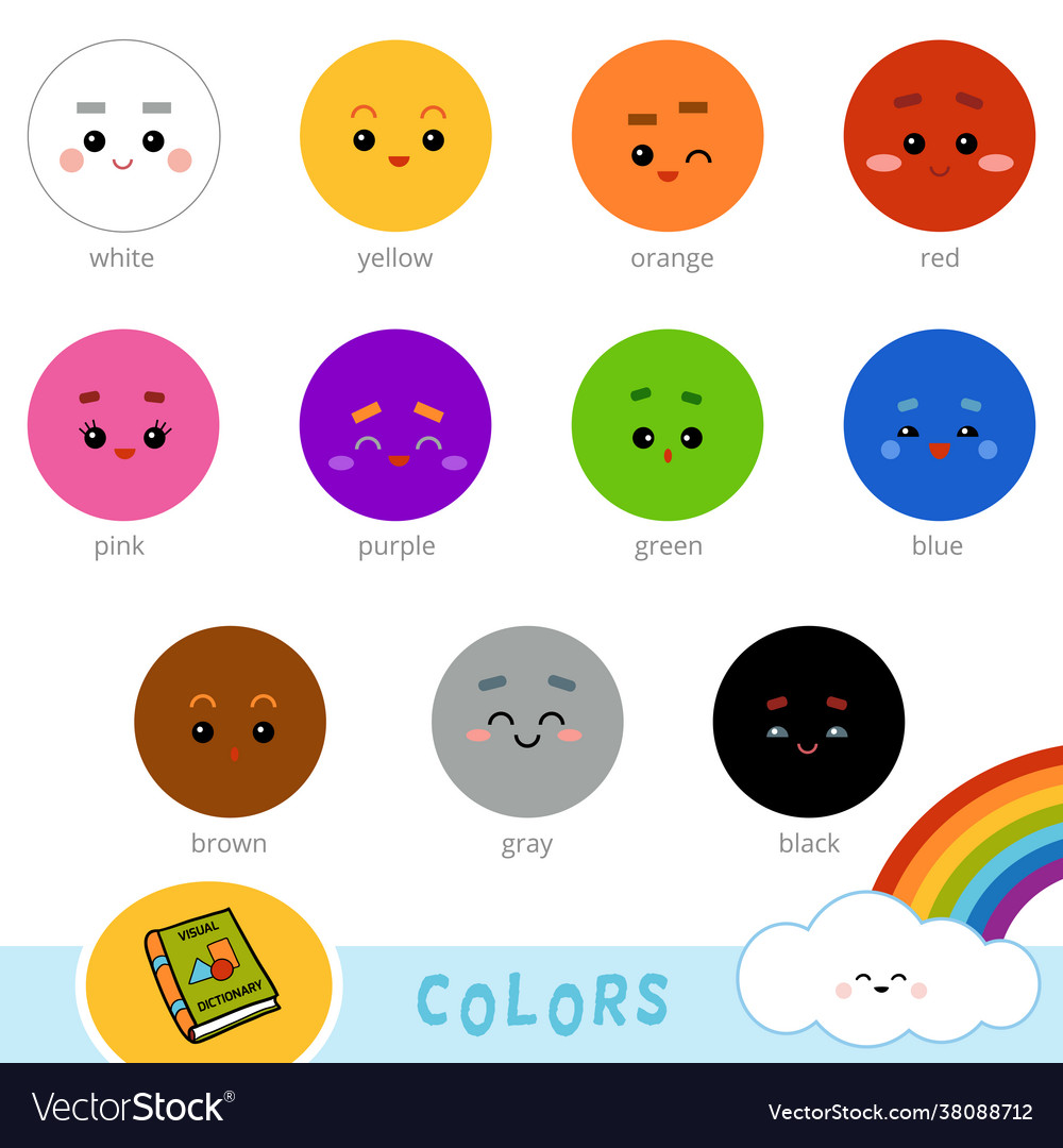 Colorful set basic colors visual dictionary Vector Image Colorful set basic colors visual dictionary