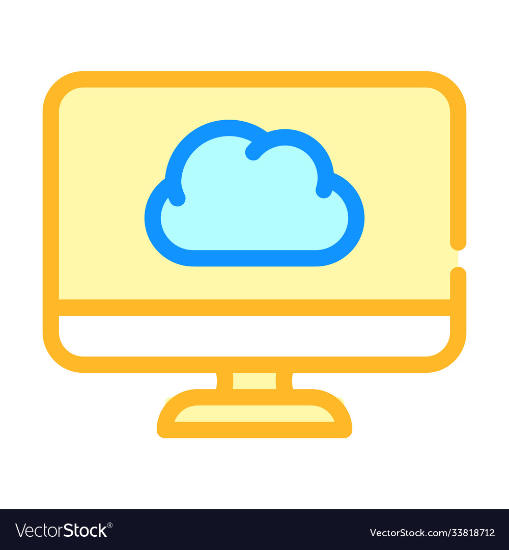 Computer files cloud storage color icon Royalty Free Vector